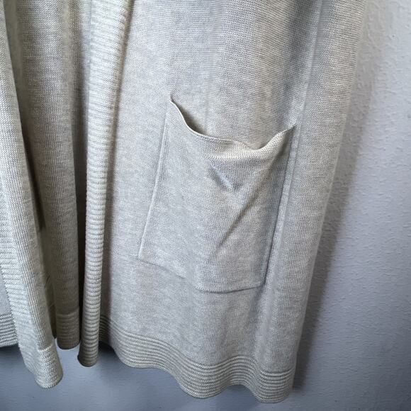 Eileen Fisher Cardigan Sweater Neutral Open Front Pockets Large wool womens - Picture 3 of 9